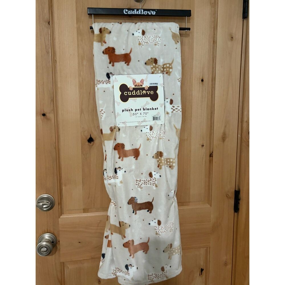 Cuddlove Dachshund Dapple & Piebald Plush Pet Throw Blanket 50" x 70" NWT